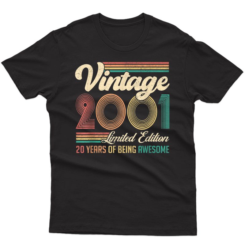 20 Years Old 20th Birthday Gift Born In 2001 Gifts T-shirt