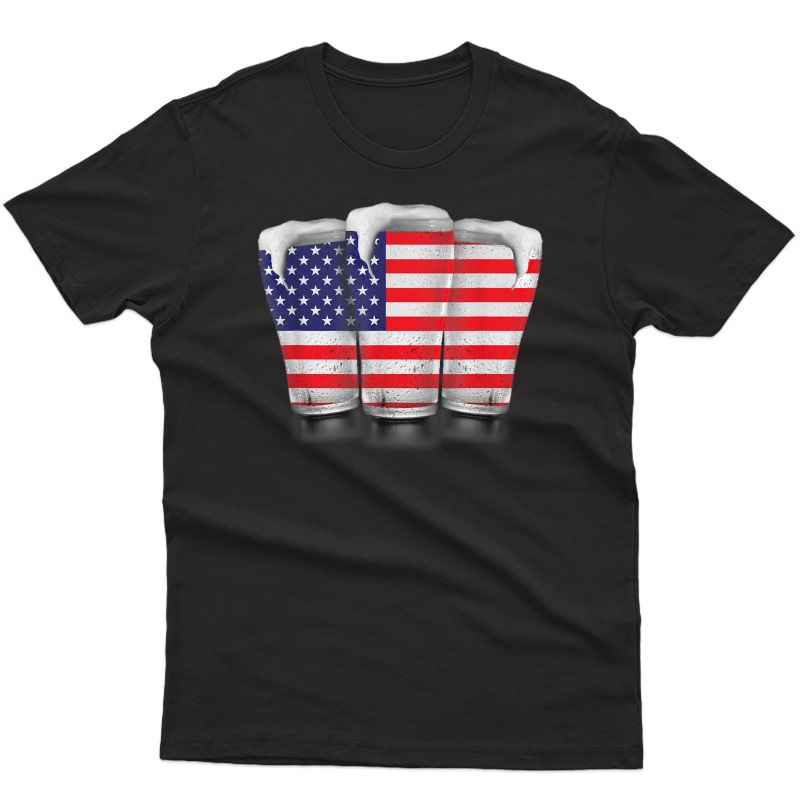 4th Of July Beer Red Blue Stripes Stars Gift Shirt T-shirt