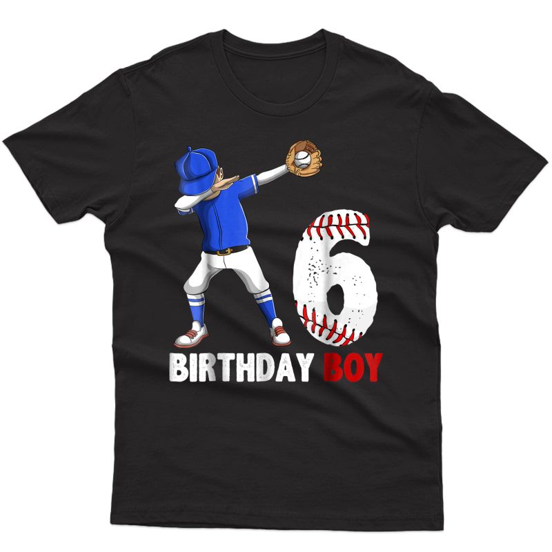 6 Year Old Birthday Dabbing Baseball T-shirt 6th Boy Gift
