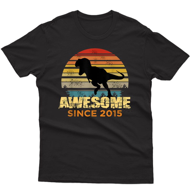 6th Birthday Dinosaur 6 Year Old Boy Awesome Since 2015 T-shirt