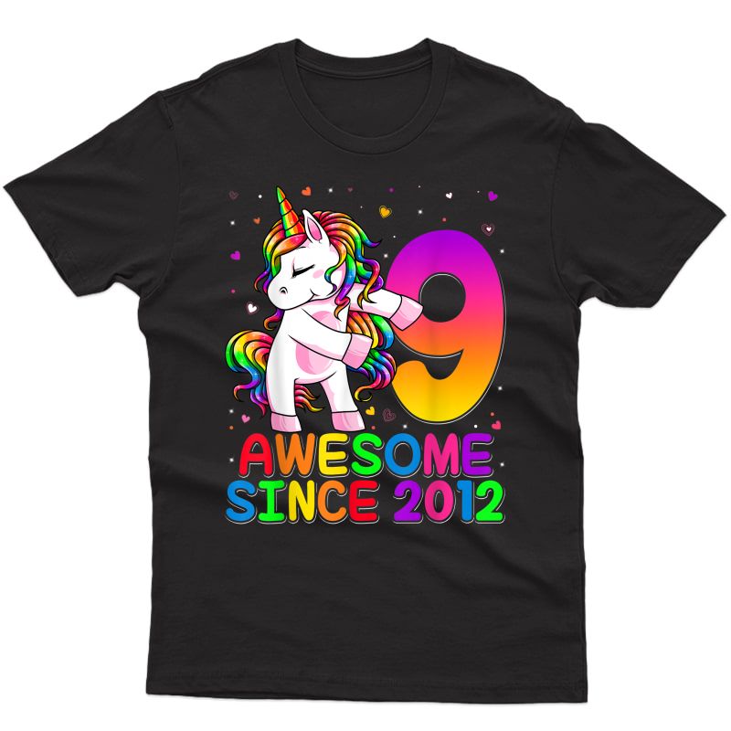 9 Years Old Unicorn Flossing 9th Birthday Girl Unicorn Party T-shirt