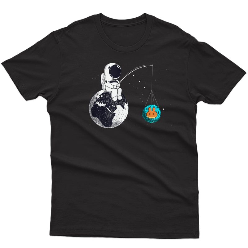 Astronaut Fishing Pancakeswap Crypto Currency Moon Hodl T-shirt
