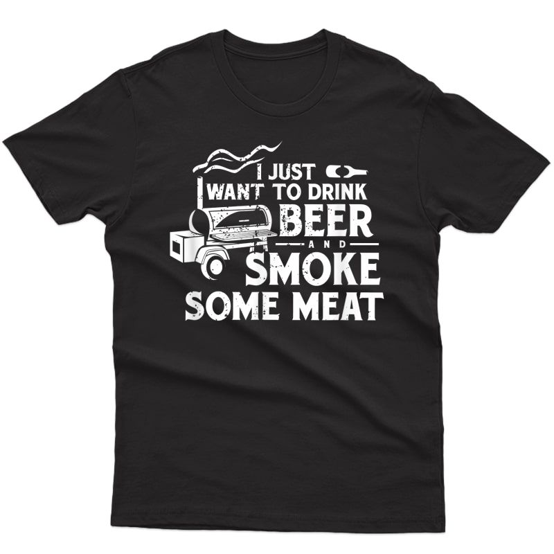 Bbq Smoking Pitmaster Drink Beer Smoke Meat T-shirt