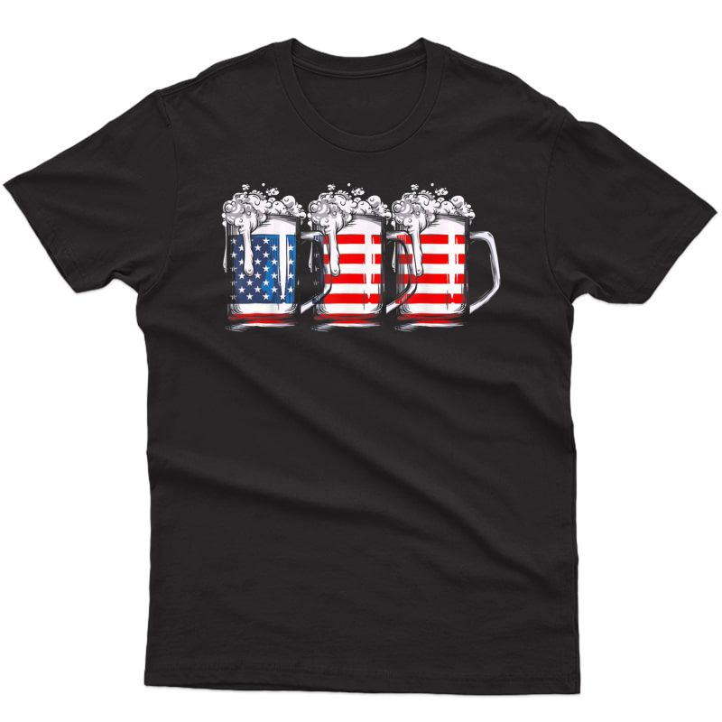Beer American Flag T Shirt 4th Of July Merica Usa