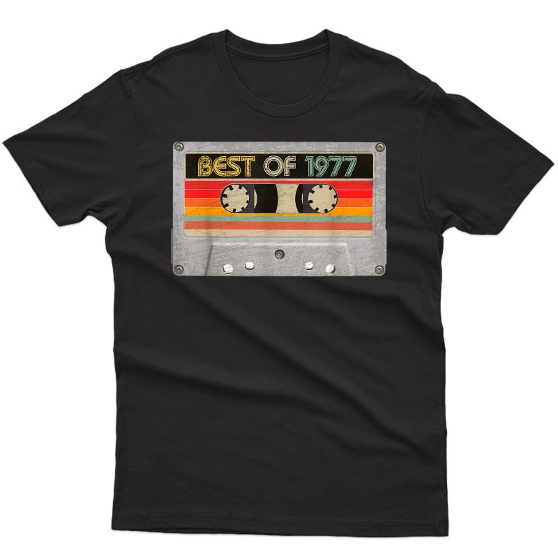 Best Of 1977 44th Birthday Gifts Cassette Tape Vintage T-shirt