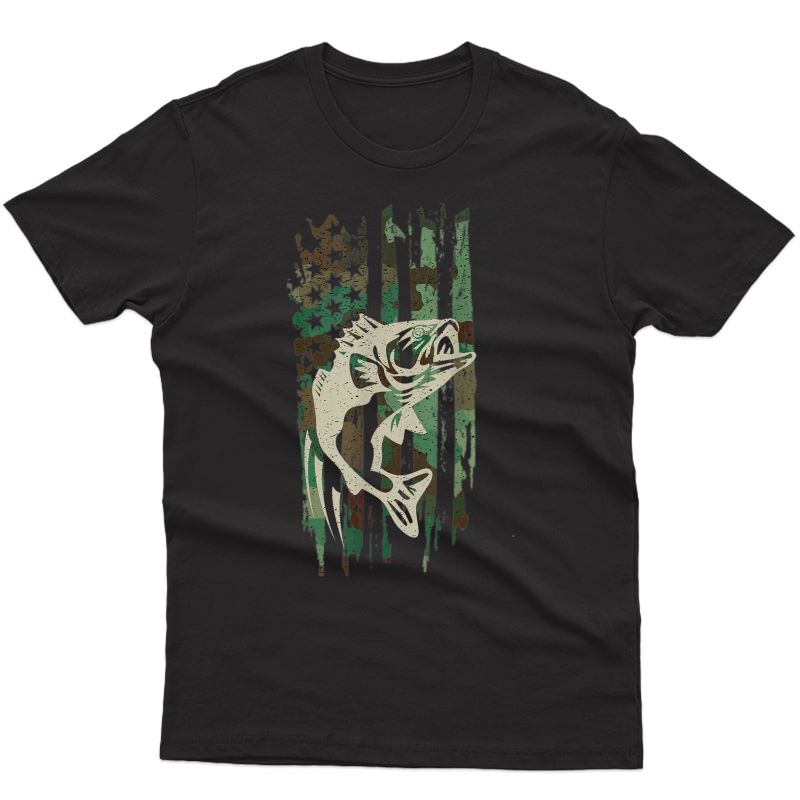 Camouflage American Flag Bass Fishing Gift T Shirt Tshirt T-shirt