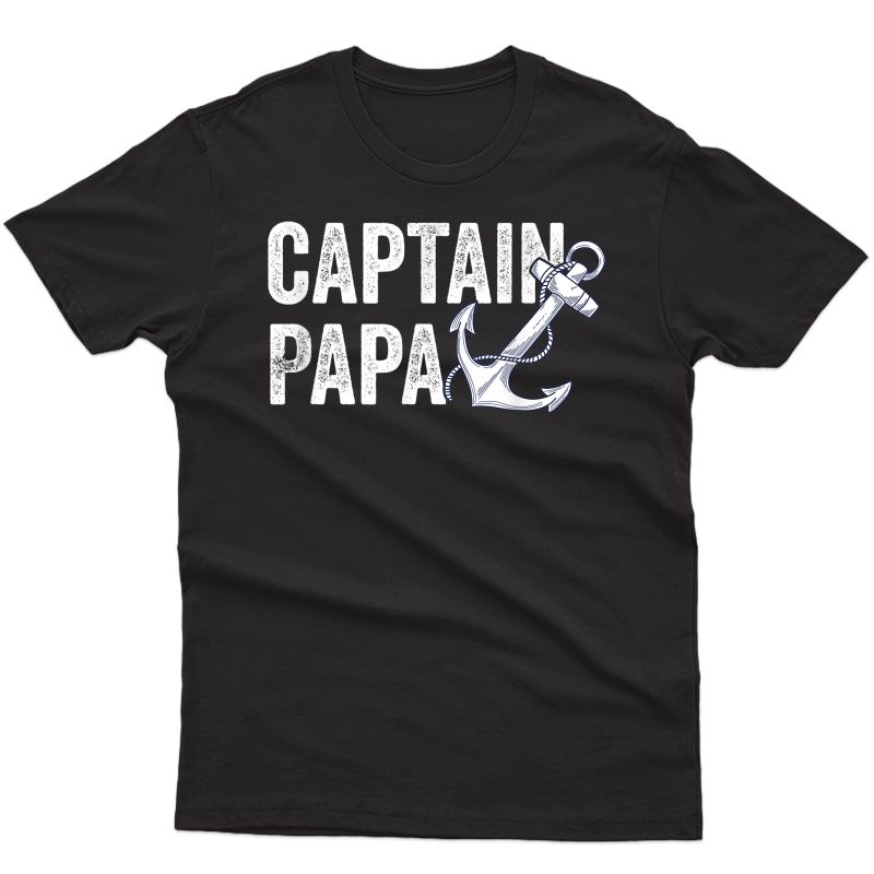 Captain Papa Pontoon Gift Lake Sailor Fishing Boating T-shirt