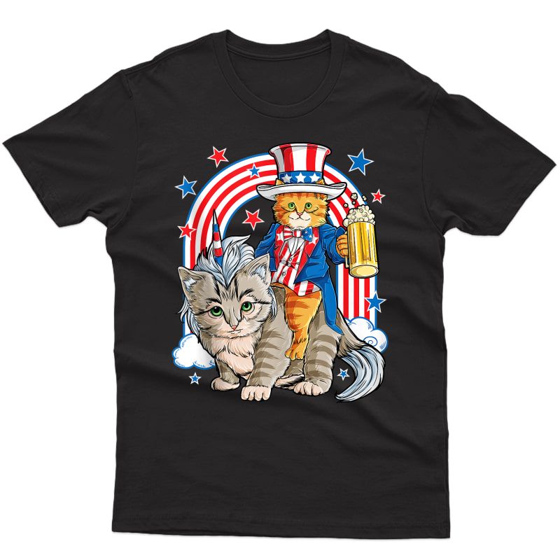 Cat 4th Of July Meowica Merica Uncle Sam Caticorn Beer Tank Top Shirts