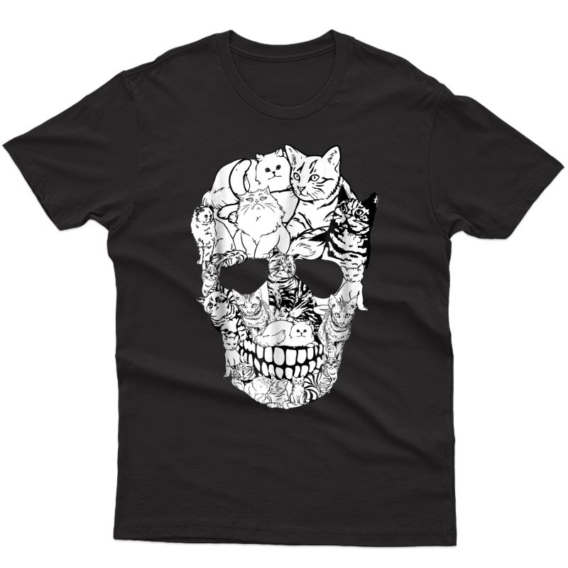 Cat Skull T-shirt - Kitty Skeleton Halloween Costume Idea