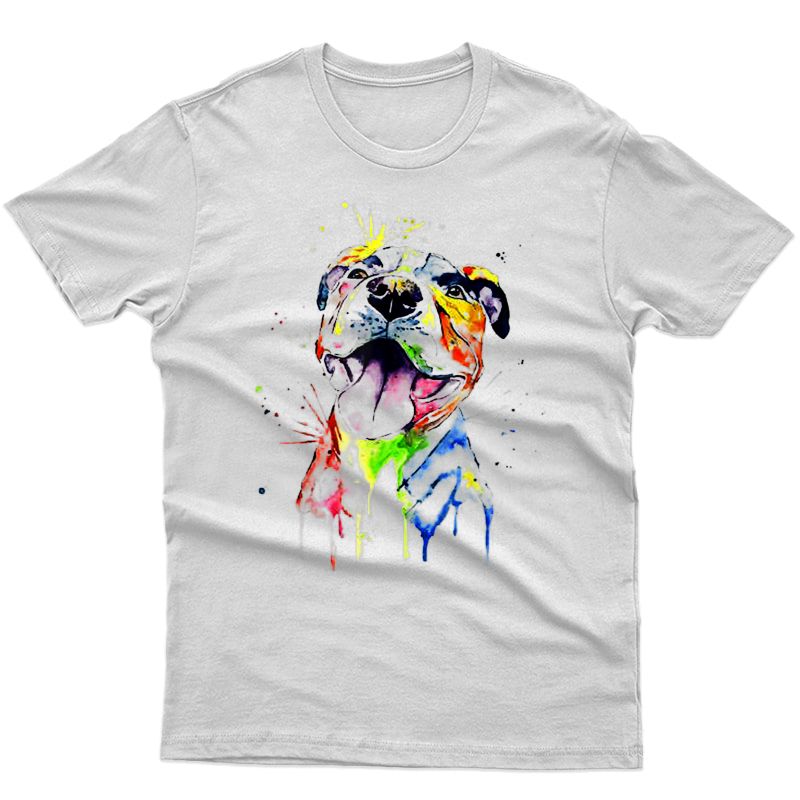 Colorful Pit-bull Terrier Dog Love-r Dad Mom, Boy Girl Funny T-shirt