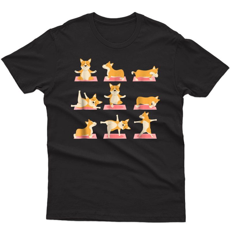 Corgi Yoga Shirt-yoga Corgi Dog On Mat-cool Gifts T-shirt