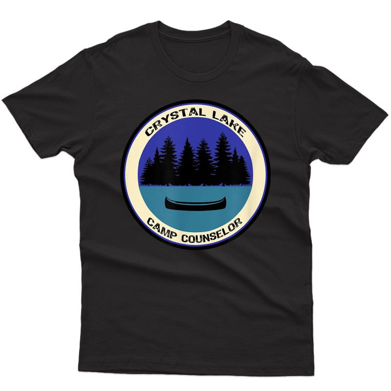Crystal Lake Trees Canoe Camping Camp Counselor T-shirt