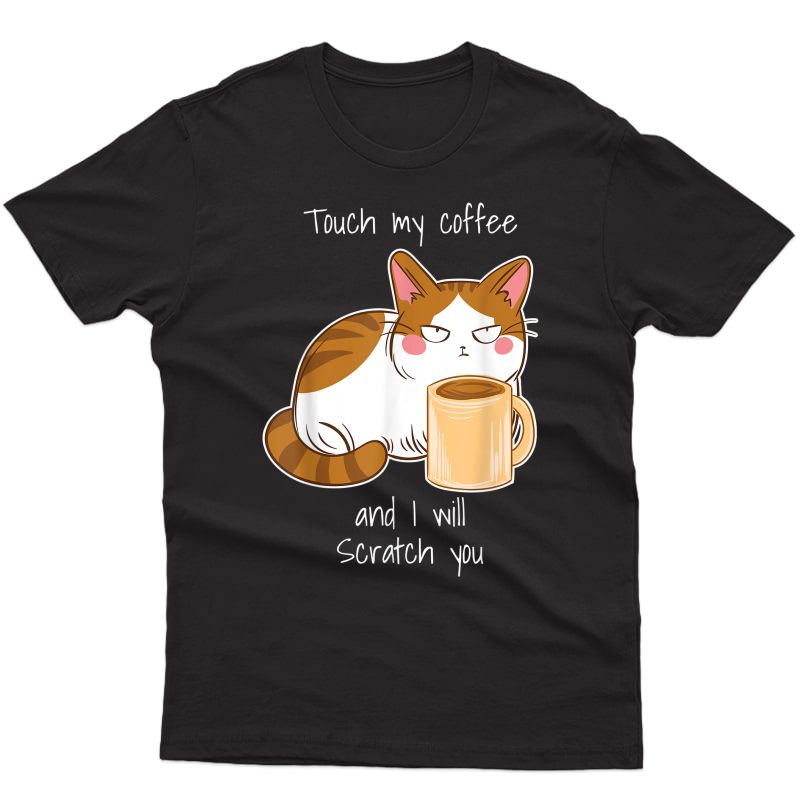 Cute Angry Cat Coffee Monday Caffeine T-shirt