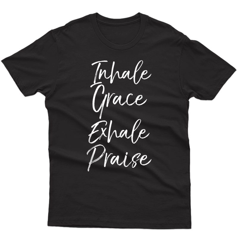 Cute Christian Yoga Pun Saying Inhale Grace Exhale Praise Tank Top Shirts