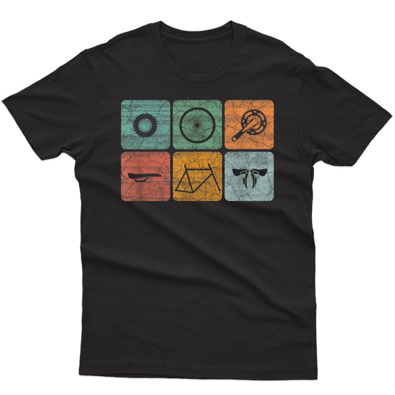 Cycling Tshirt Classic Vintage Style Bicycle Parts Shirt