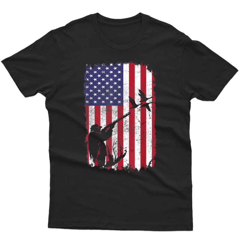 Duck Hunting American Flag Usa Hunters Gift T-shirt