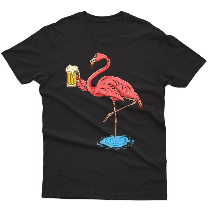 Flamingo Drinking Beer T-shirt