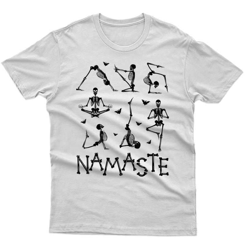Funny Skeleton With Yoga Namaste Halloween Costume T-shirt