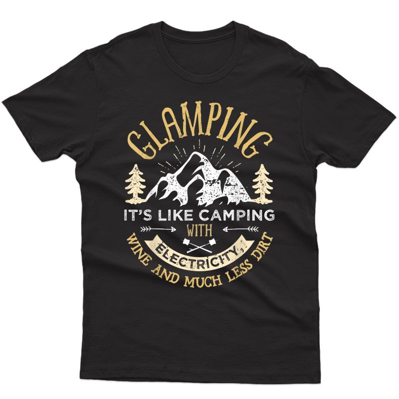 Glamping Definition T Shirt Glamper Wine Funny Camping