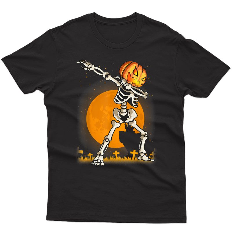 Halloween Shirts For Dabbing Skeleton Pumpkin Dab T-shirt