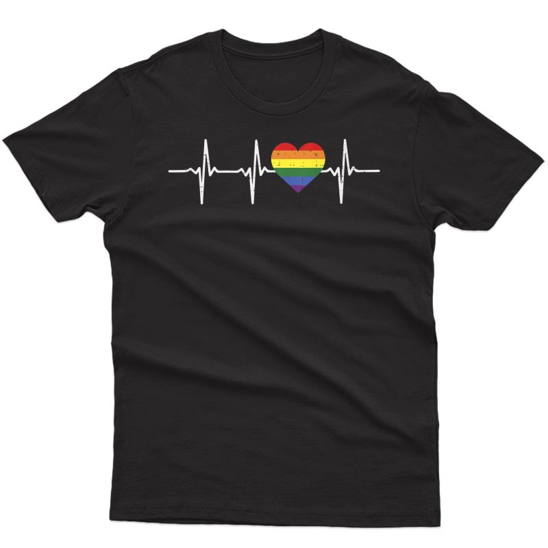 Heartbeat Rainbow Heart Gay Lgbt Pride Medical Nurse Gift Tank Top Shirts