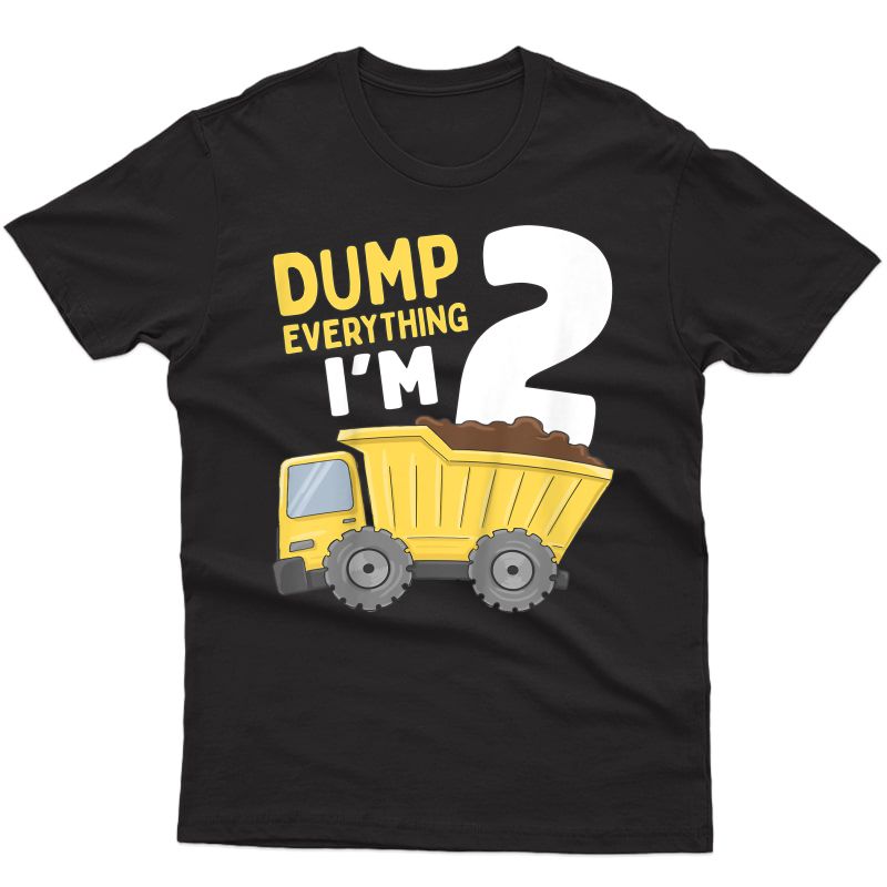  Construction Truck 2nd Birthday Boy 2 Two Year Old T-shirt