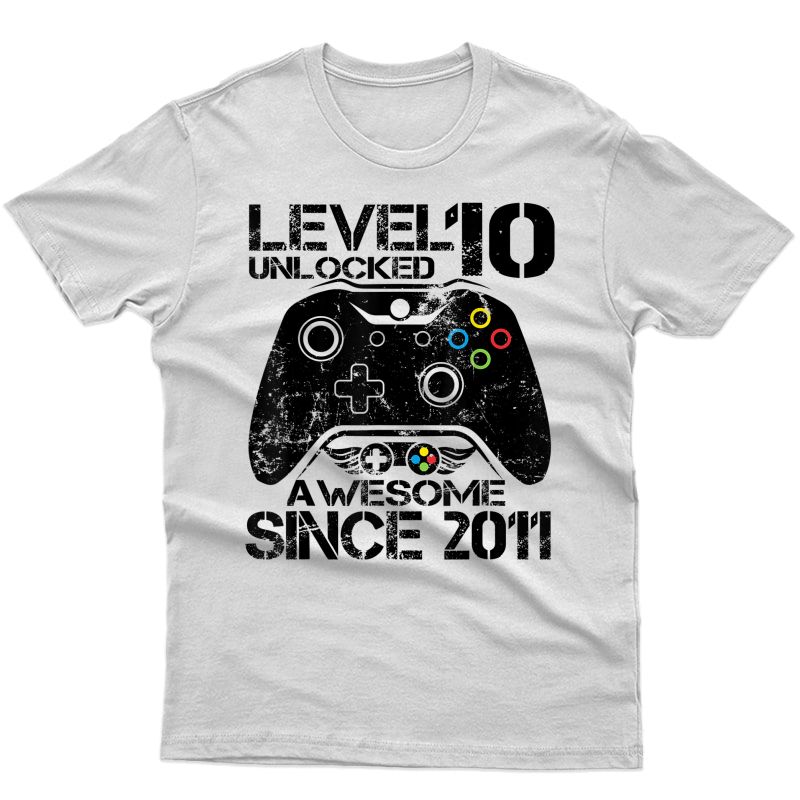 Level 10 Unlocked Awesome 2011 Video Game 10th Birthday Boy T-shirt