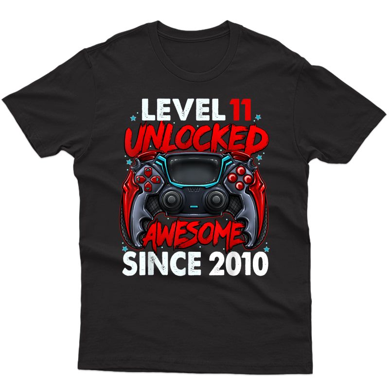 Level 11 Unlocked Awesome Since 2011 11th Birthday Gaming T-shirt