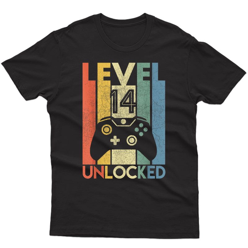 Level 14 Unlocked Shirt Funny Video Gamer 14th Birthday Gift T-shirt