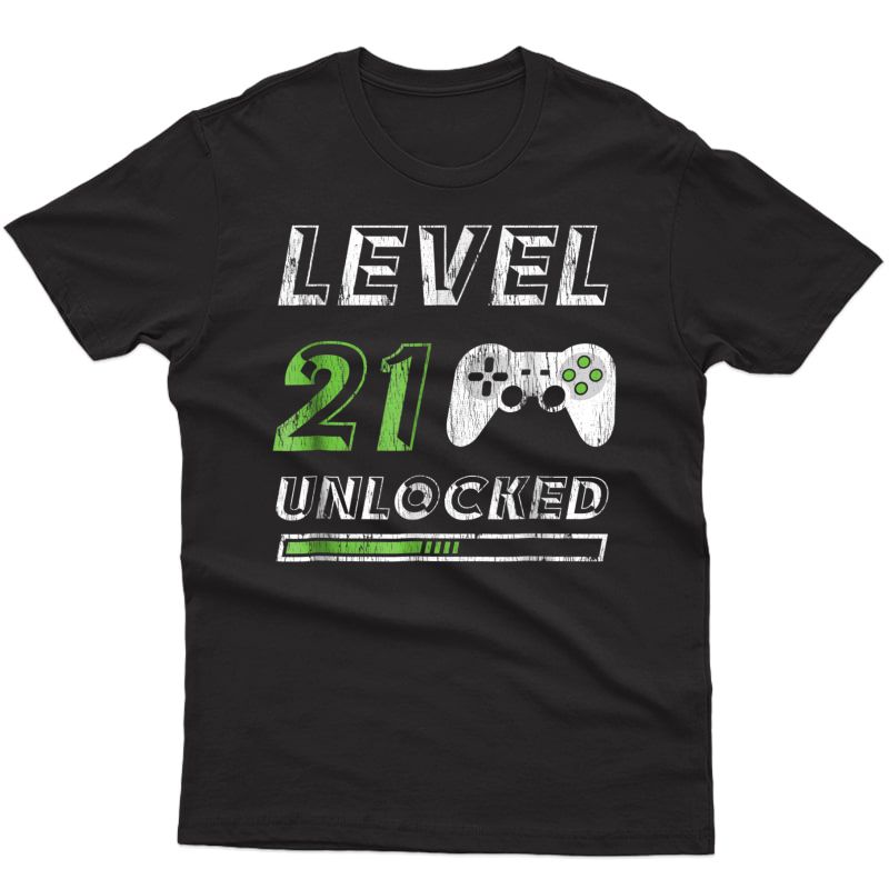 Level 21 Unlocked - 21 Year Old Gamer Funny Birthday T-shirt