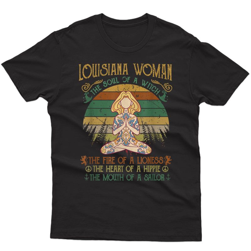 Louisiana Woman Soul Of Witch Tshirt For Yoga Vintage Lover