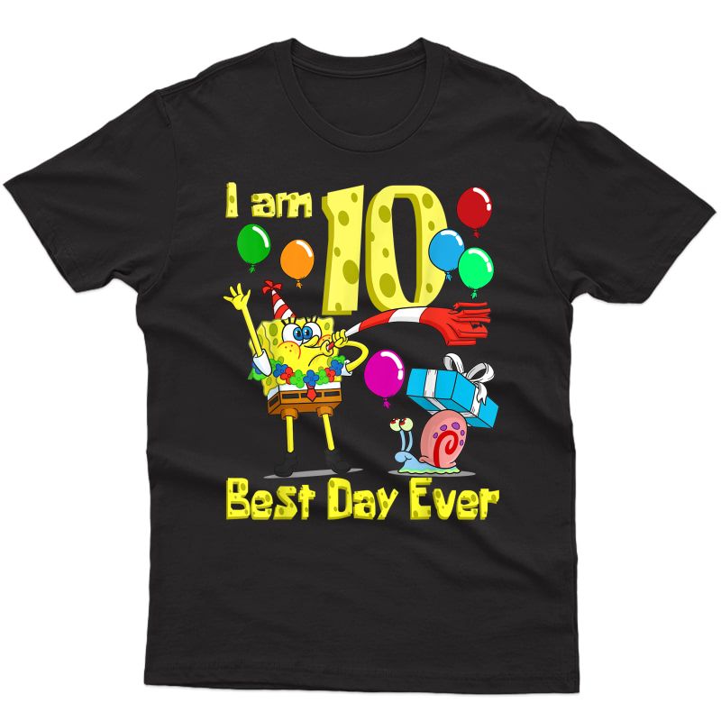 Mademark X Spongebob Squarepants - Spongebob I Am 10 Years Old Birthday Party T-shirt