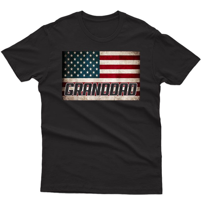 S Father's Day Granddad American Flag 4th Of July T-shirt
