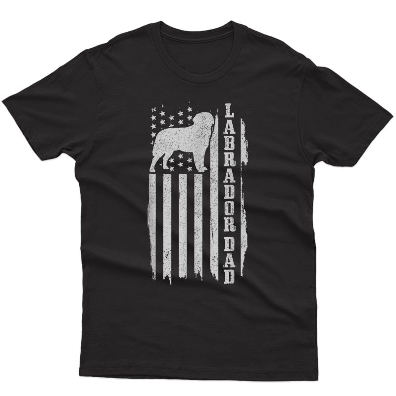 S Labrador Dad Vintage American Flag Patriotic Black Lab Dog T-shirt