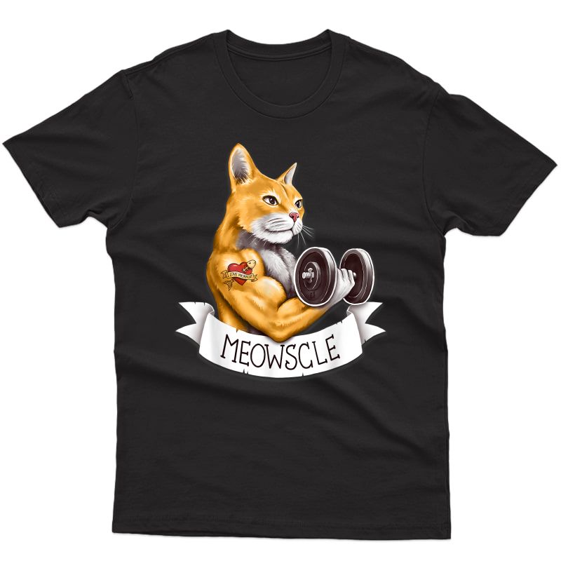 Meowscle Workout Cat Pun T-shirt