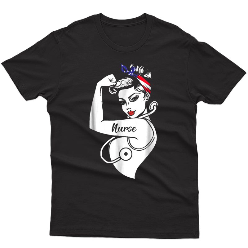 Nurse Vet Strong Woman American Flag Hair Band Shirt