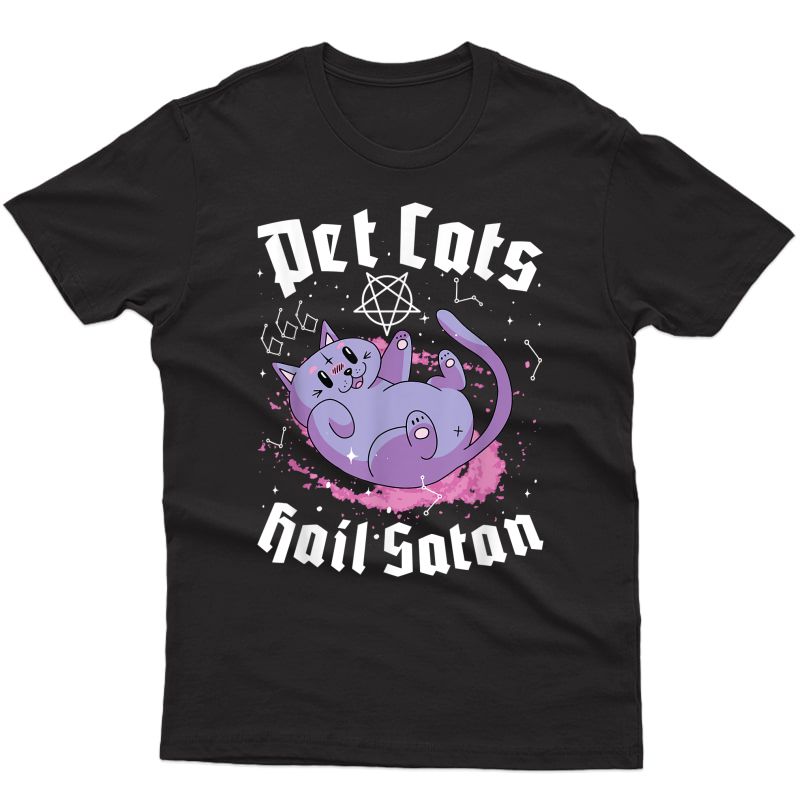 Pet Cats Hail Satan Kawaii Satanic Cat Astrology Witchcraft T-shirt