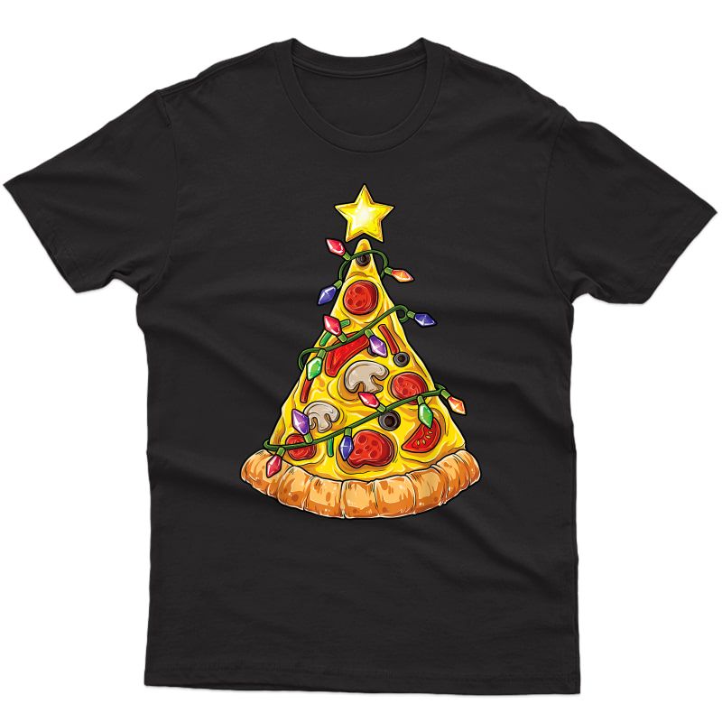 Pizza Christmas Tree Lights Xmas Crustmas Gifts T-shirt