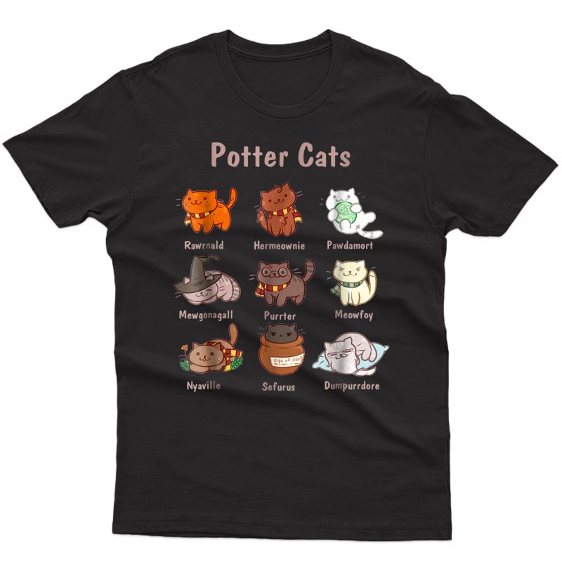 Potter Cats T-shirt, Funny Gifts For Cat Lovers Tshirt