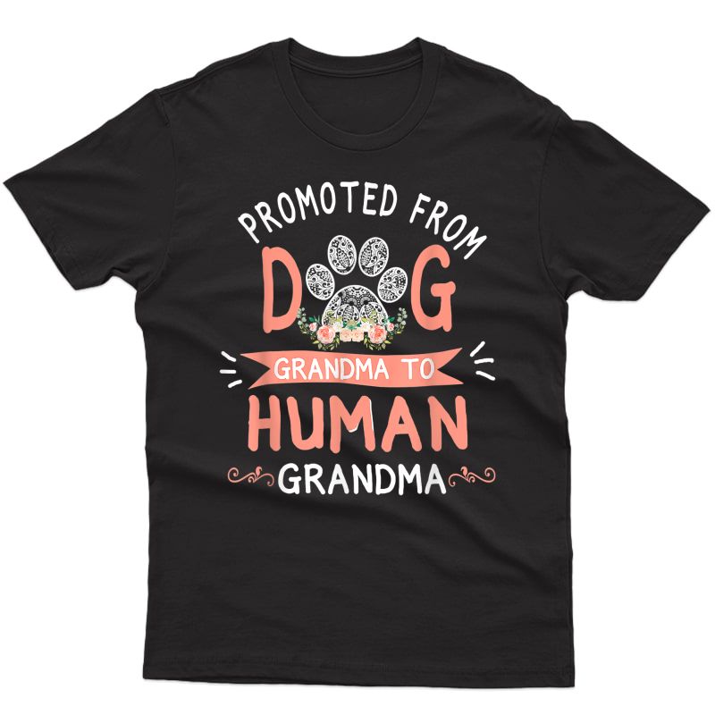 Promoted From Dog Grandma To Human Grandma Mother's Day T-shirt