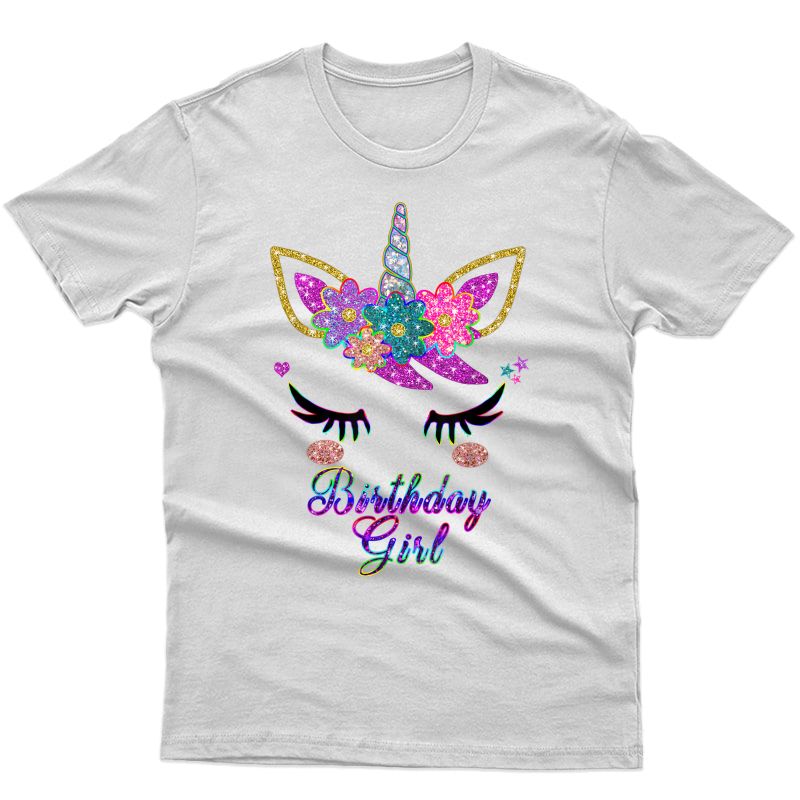 Rainbow Unicorn Birthday T-shirt, Birthday Girl Out