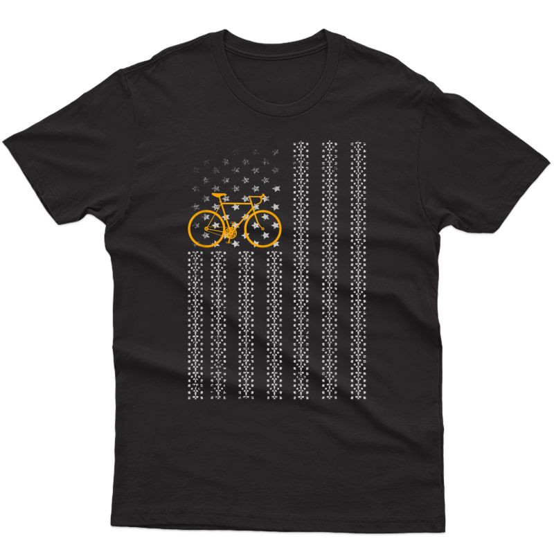 Retro Vintage Usa Bicycle American Flag Cycling Funny T-shirt