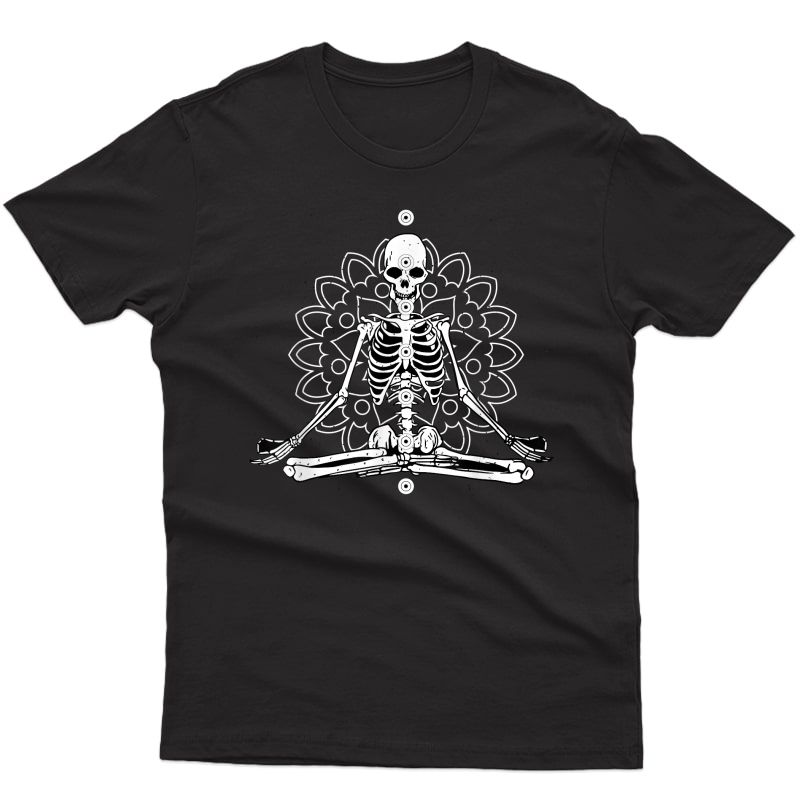 Skeleton Meditation Mandala Halloween Yoga Spiritual Gift T-shirt