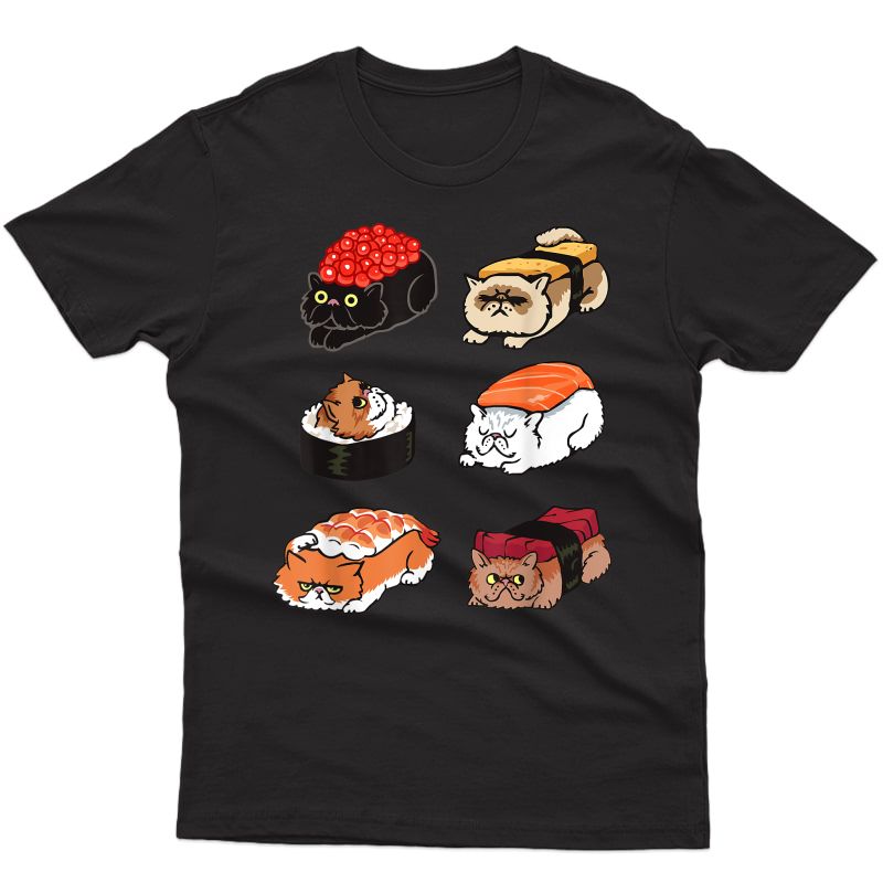 Sushi Persian Cat Funny T- Shirt By Huebucket