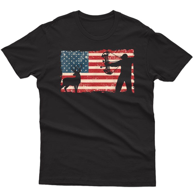 Vintage American Flag Ary Bow Hunting - Bowhunting T-shirt