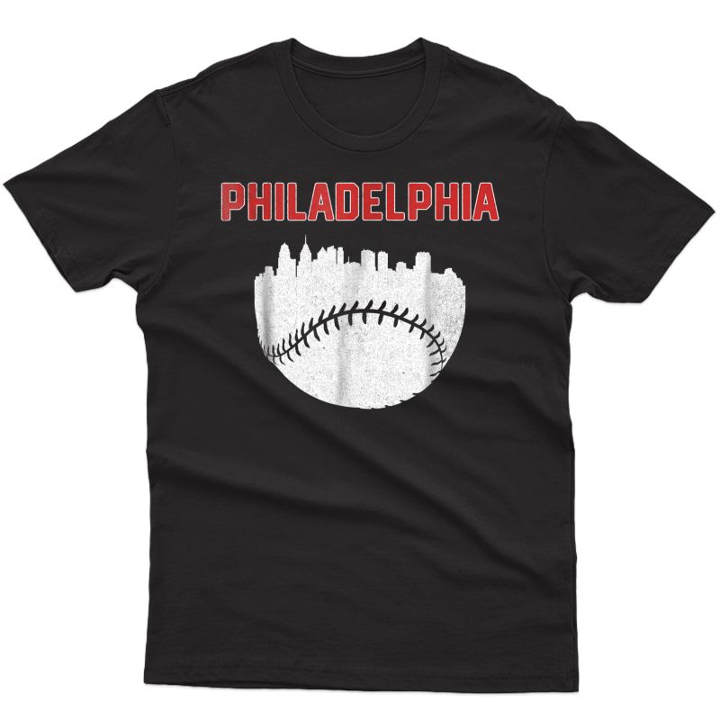Vintage Philadelphia Pa Cityscape Baseball Retro T-shirt