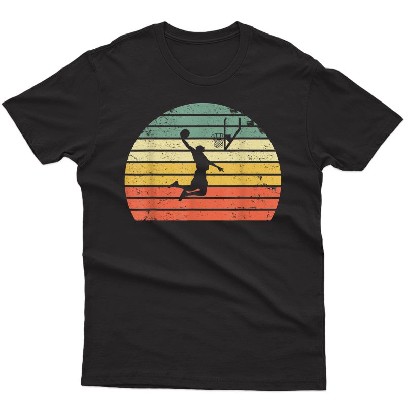 Vintage Retro Basketball Dunk Shirt Sunset Colorful T-shirt
