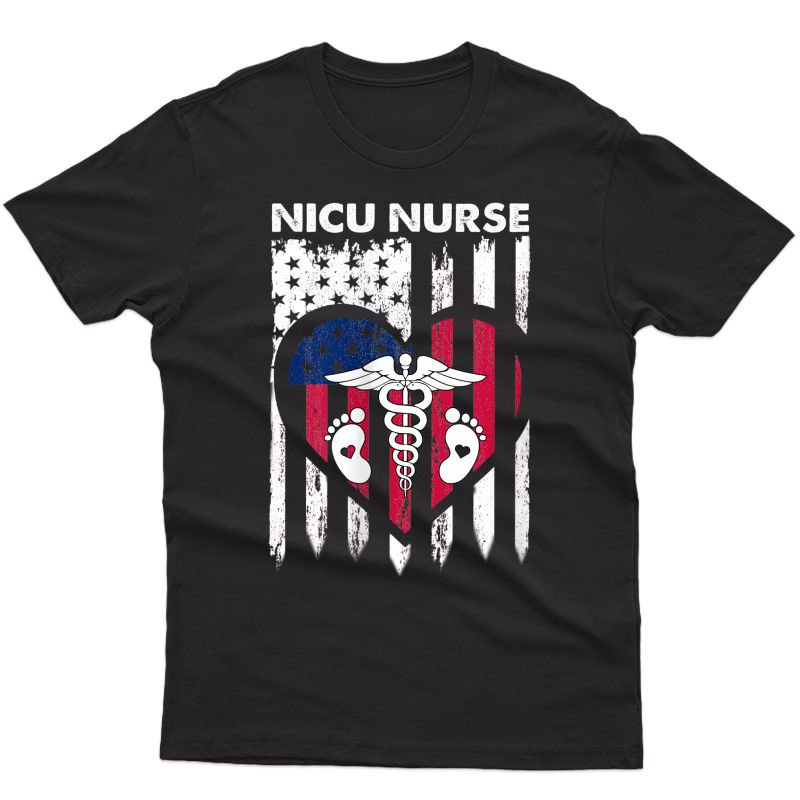  Nicu Nurse Patriotic With America Flag 4th Of July T Shirt T-shirt