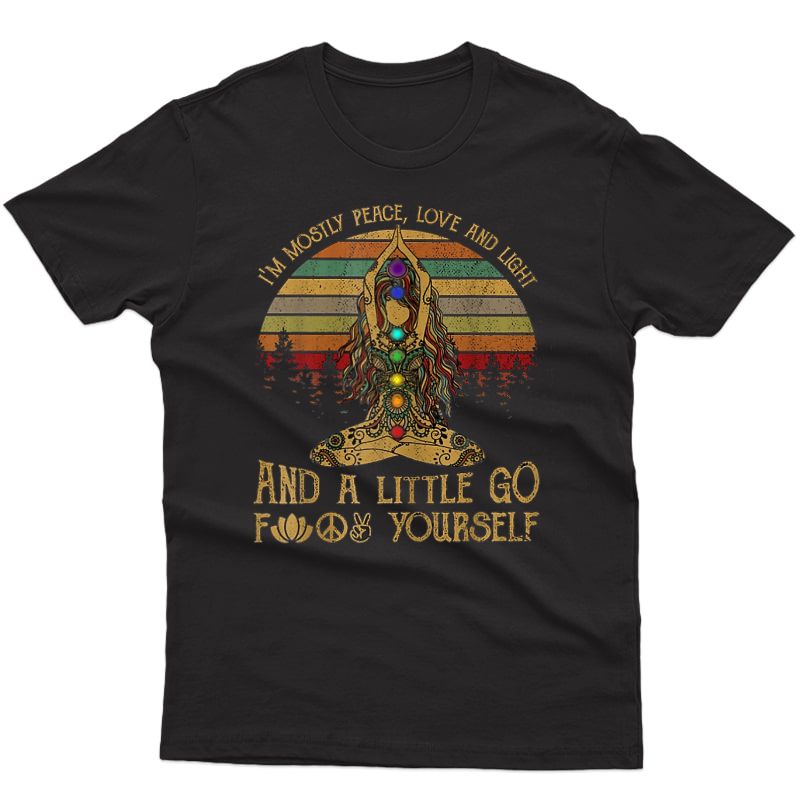  Retro Vintage Chakra I'm Mostly Peace Love And Light Yoga T-shirt