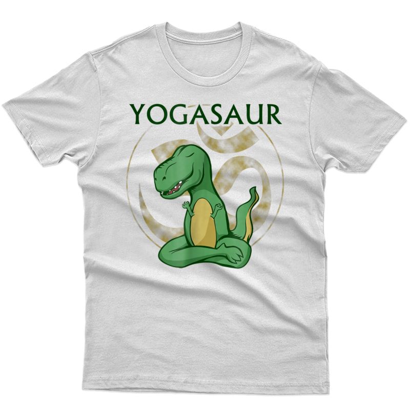 Yoga Lover Yogasaur T-rex Dinosaur T-shirt Om Symbol
